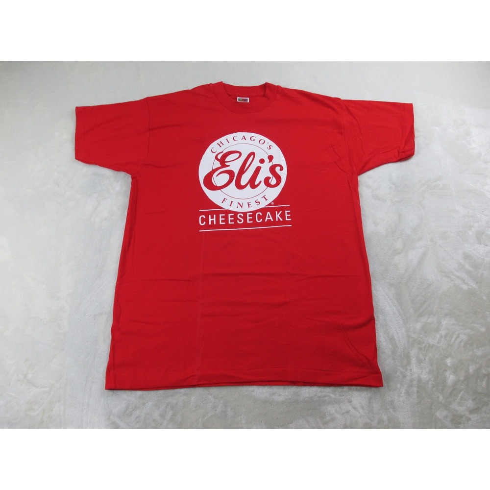 VINTAGE Fruit Of The Loom Shirt Mens Extra Large Red Chicago Eli's Cheesecake*